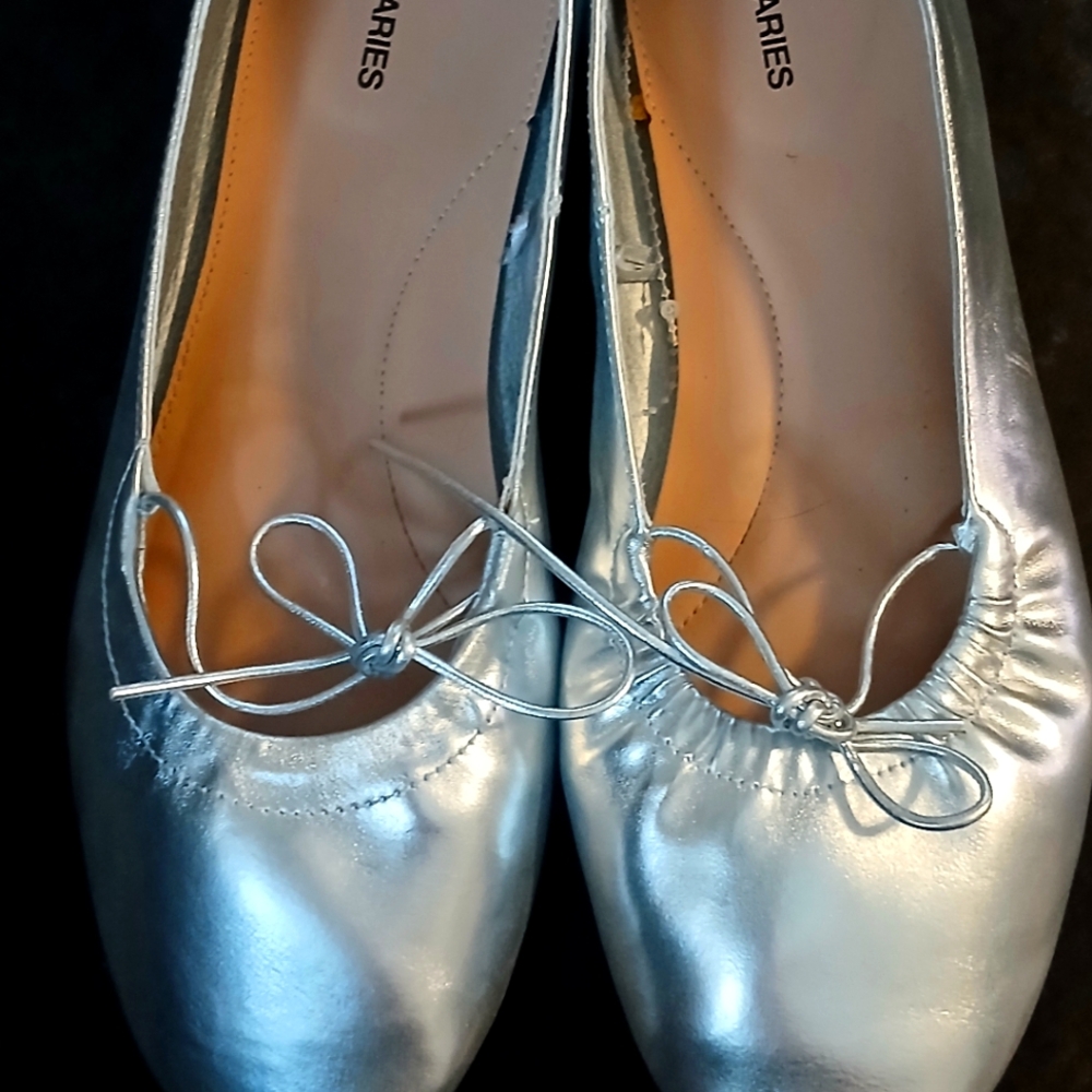 Silver Ballet Flats, Size 11